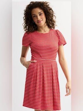 Draper James Short-Sleeve Knit Tee Dress/ SIze SM NWOT red and white